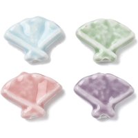 Perles en porcelaine Famille Rose faites à la main, couleur mixte, forme de éventail — Perles à bijoux
