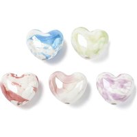 Perles en Porcelaine Faite Main, en Forme de Cœur, Coloris Mélangés