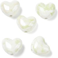Perles en porcelaine faites à la main, cœur perlées, vert pâle