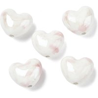 Perles en porcelaine en forme de cœur, rose brumeux