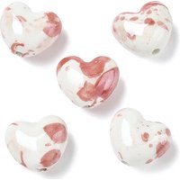 Perles en Porcelaine Faite Main, en Forme de Cœur, Couleur Saumon — Perles à bijoux
