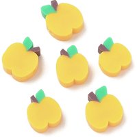 Handmade Polymer Clay Apple Beads, Yellow, 9-11mm