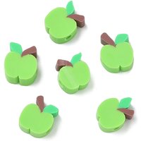 Handmade Polymer Clay Beads in Apple and Lime Colors