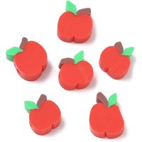 Handmade Polymer Clay Apple Beads, Red, 9-11mm Length — Jewelry Beads