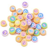 Handmade Polymer Clay Beads, Flat Round, Mixed Color, 9-10mm