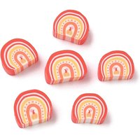 Handmade Polymer Clay Arch Beads, Tomato, 6-10mm Size