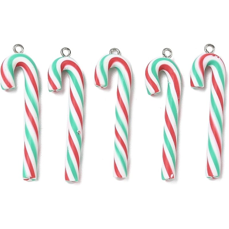 Pendentifs en argile polymère faits main en forme de canne de bonbon — Breloques et pendentifs