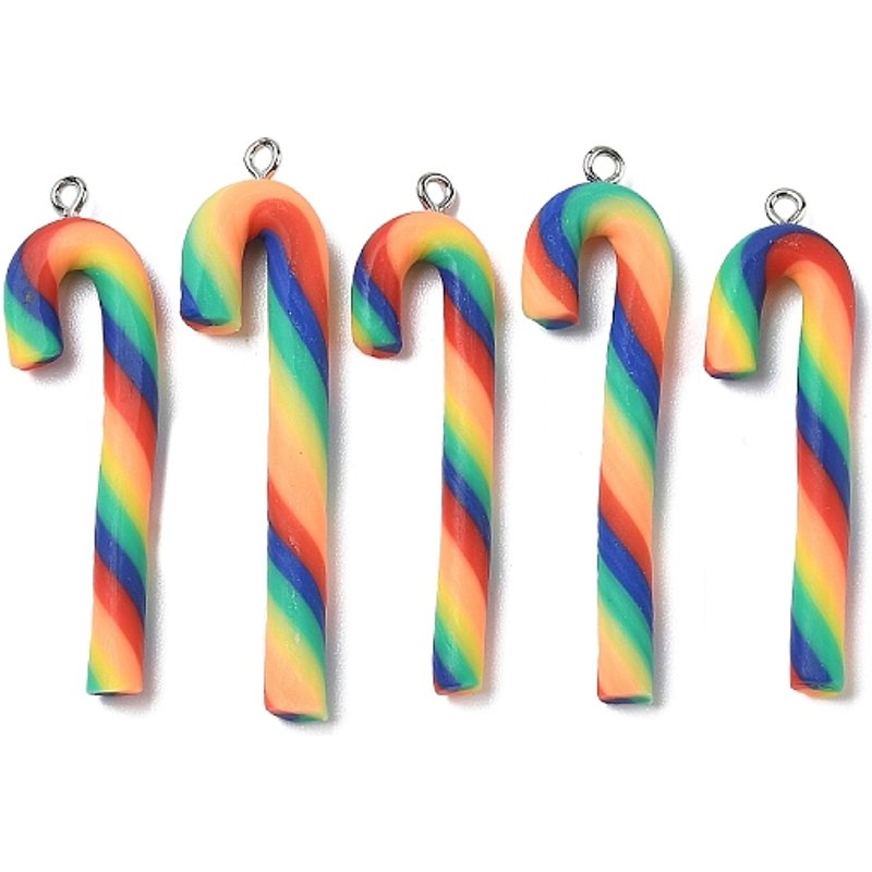 Pendentifs en Argile Polymère Faits Main en Forme de Canne de Bonbon — Breloques et pendentifs