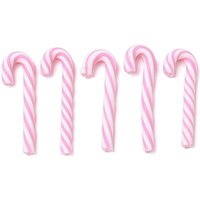 Handmade Polymer Clay Candy Cane Beads, Pearl Pink, No Hole