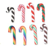 Handmade Polymer Clay Candy Cane Beads, No Hole, Colorful — Jewelry Beads