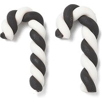 Handmade Polymer Clay Candy Cane Beads, Black, No Hole