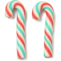 Handmade Polymer Clay Candy Cane Beads, No Hole, Colorful — Jewelry Beads