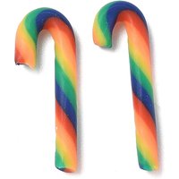Handmade Polymer Clay Candy Cane Beads, No Hole, Colorful — Jewelry Beads