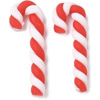Handmade Polymer Clay Candy Cane Beads, No Hole, Red