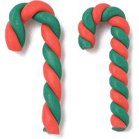 Handmade Polymer Clay Candy Cane Beads, No Hole, Colorful