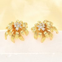Boucles d'oreilles en zircon cubique micro pavé en laiton, plaqué or 18K — Bijoux fantaisie