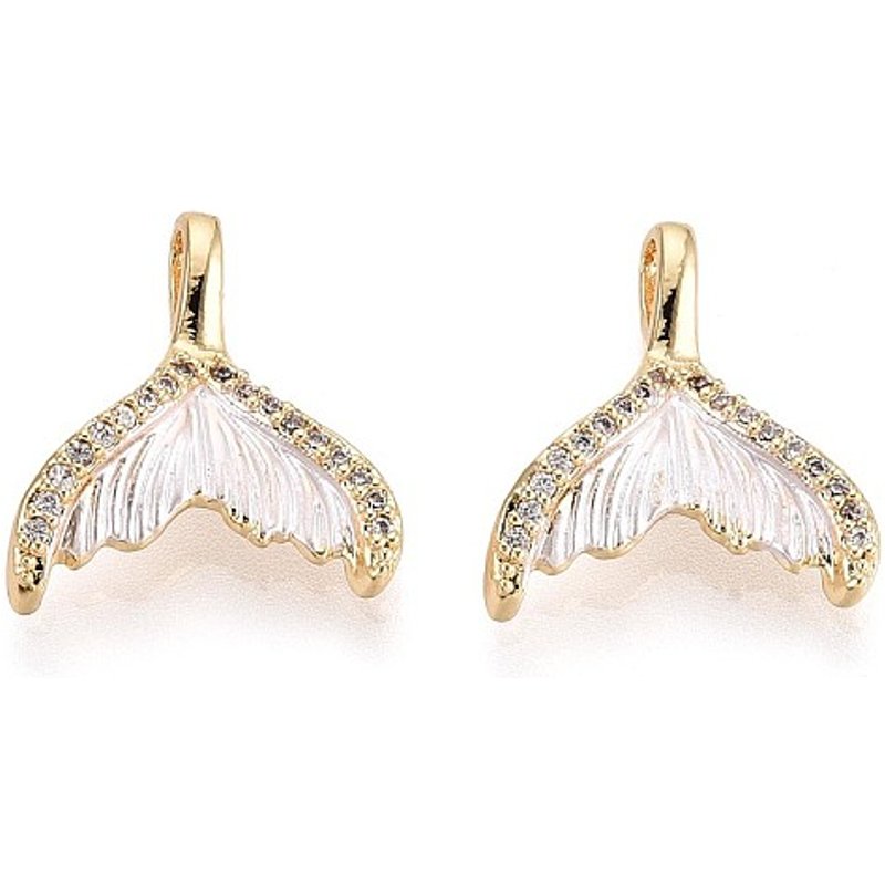 Pendentif en laiton avec zircon cubique pavé en forme de queue de poisson — Breloques et pendentifs
