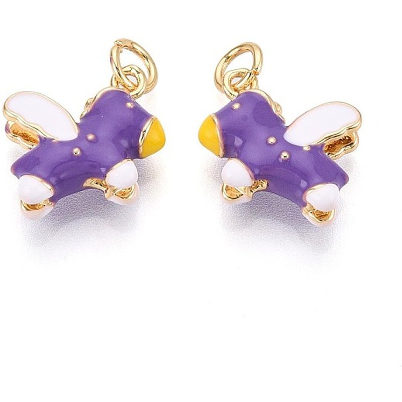 Pendentif en Émail de Laiton, Cheval avec Anneau de Saut, Plaqué Or 18K — Breloques et pendentifs