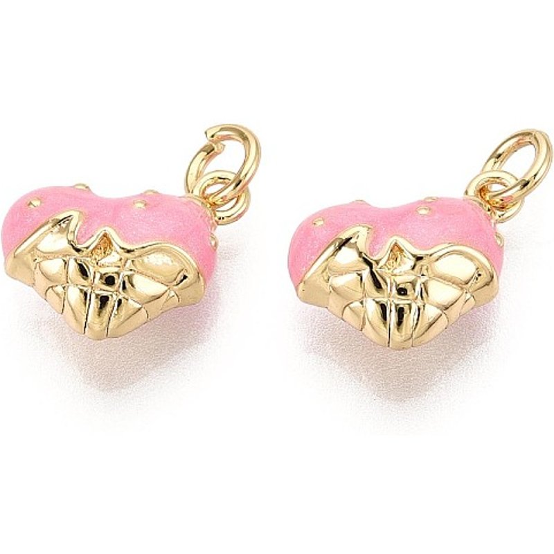 Charms en Émail en Laiton en Forme de Cœur avec Anneau de Saut — Breloques et pendentifs