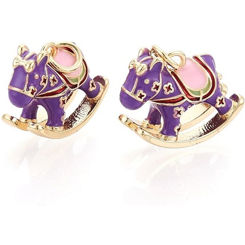 Pendentif en Émail de Laiton Hobbyhorse avec Anneau, Plaqué Or 18K — Breloques et pendentifs