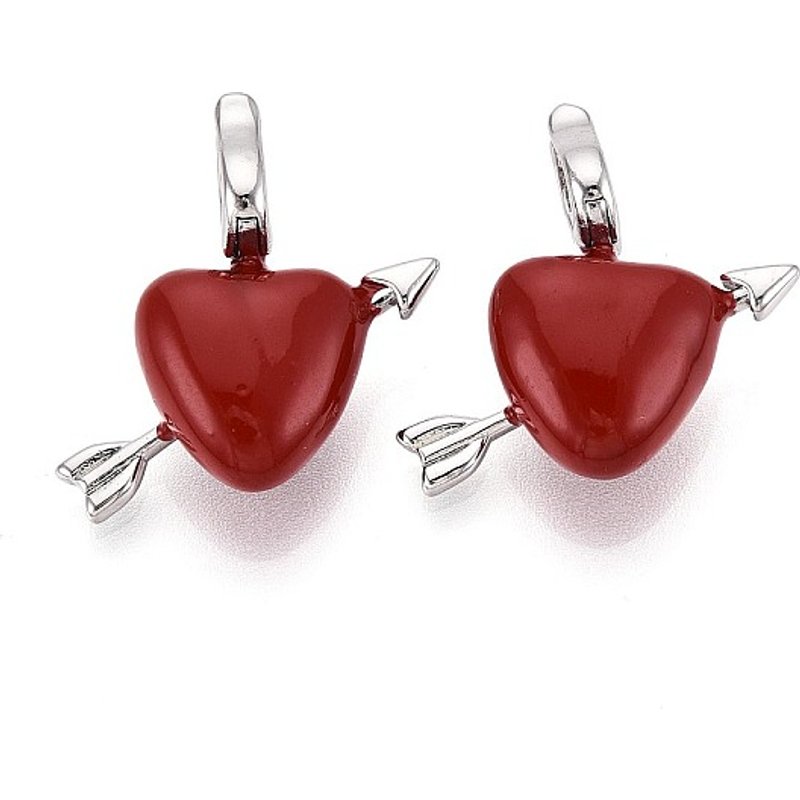 Brass Enamel Heart Charms, Platinum, 22-23mm — Charms & Pendants