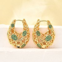 Bag Brass Micro Pave Cubic Zirconia Hoop Earrings, 18K Gold Plated — Hoop Earrings
