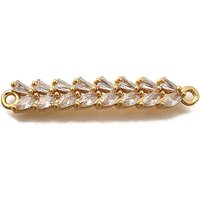 Charms de Connecteur en Laiton avec Zircon Cubique Pave, Plaqué Or 18K — Accessoires pour bijoux