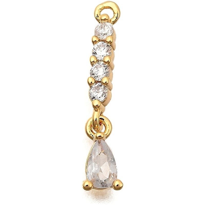 Brass Micro Pave Cubic Zirconia Teardrop Pendants, 18K Gold Plated — Charms & Pendants