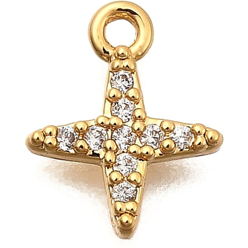 Charms en Zircon Cubique Micro Pave en Laiton, Plaqué Or 18K — Breloques et pendentifs