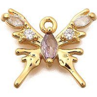 Pendentif Papillon en Zircon Cubique Micro Pave en Laiton, Plaqué Or 18K — Breloques et pendentifs