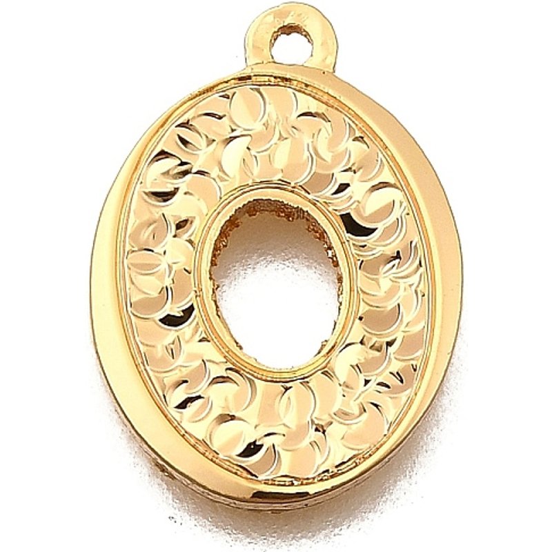Brass Oval Charms, 18K Gold Plated, Nickel Free, 14x10x1mm — Charms & Pendants