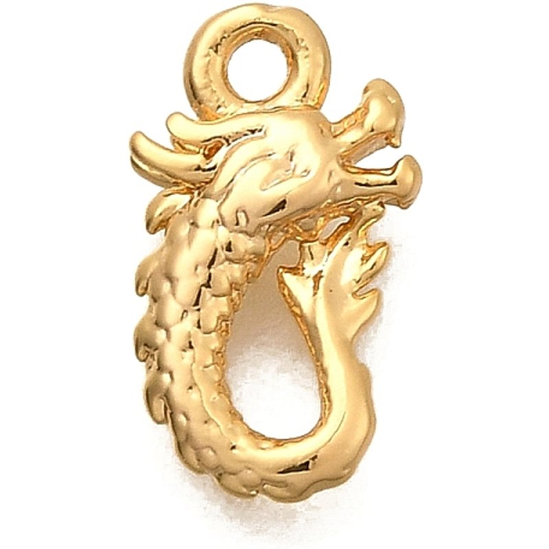 Brass Dragon Charm, 18K Gold Plated, Nickel Free, 11.5x7.5mm — Charms & Pendants