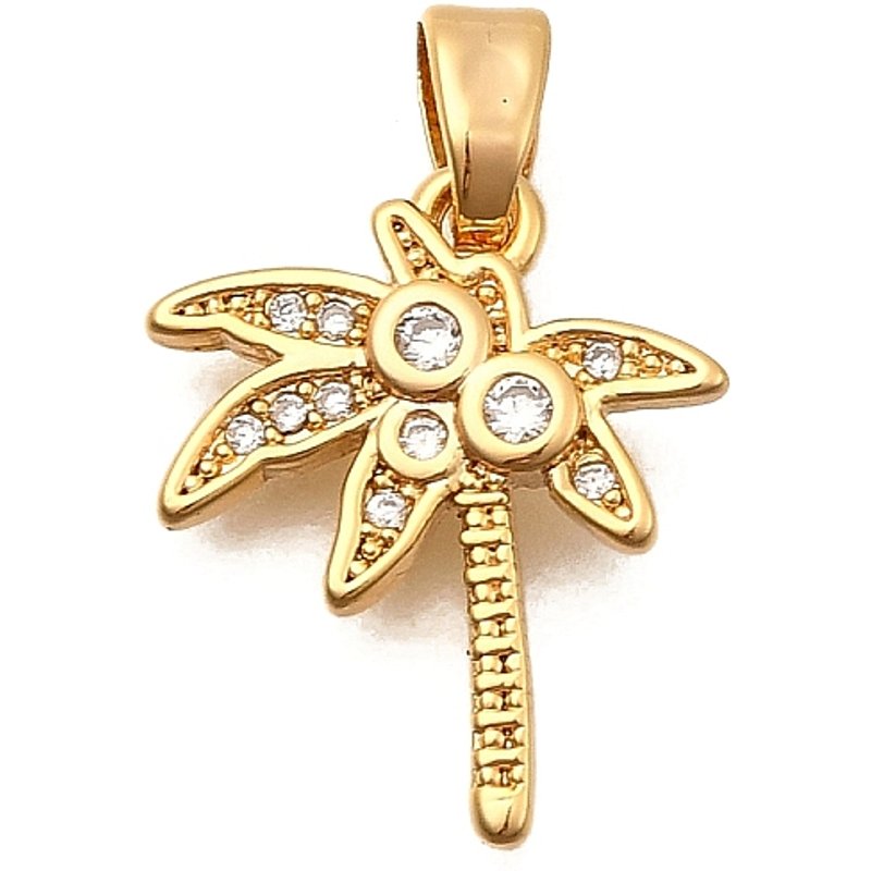 Brass Micro Pave Cubic Zirconia Coconut Tree Pendant — Charms & Pendants