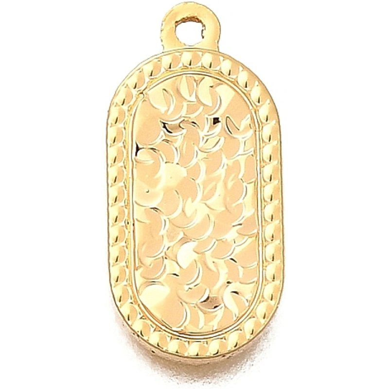 Charm en laiton ovale, plaqué or 18K, sans nickel, 14,5x7mm — Breloques et pendentifs