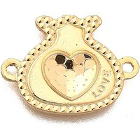 Charms de connecteur en laiton en forme de cœur, plaqué or 18K — Accessoires pour bijoux