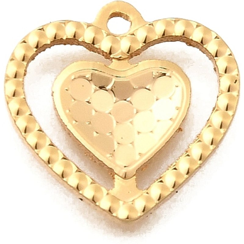 Charms en laiton en forme de cœur, sans nickel, plaqué or 18K — Breloques et pendentifs