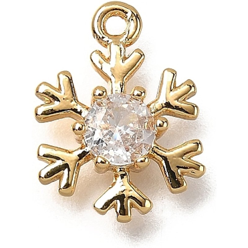 Charm en laiton micro pavé flocon de neige avec plaquage en or 18K — Breloques et pendentifs