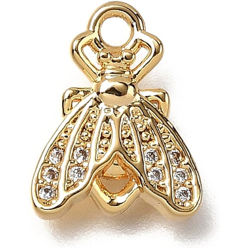 Brass Micro Pave Cubic Zirconia Fly Charm - 18K Gold Plated — Charms & Pendants