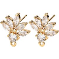Flower Brass Micro Pave Cubic Zirconia Stud Earring Findings — Jewelry Findings