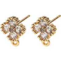 Flower Brass Micro Pave Cubic Zirconia Stud Earring Findings — Jewelry Findings