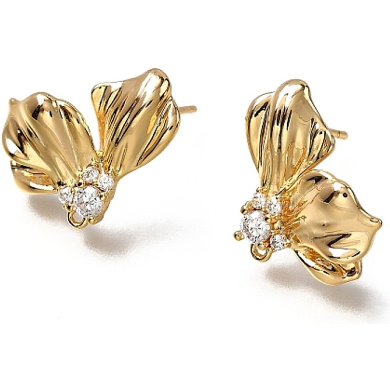 Butterfly Brass Micro Pave Cubic Zirconia Stud Earring Findings — Jewelry Findings