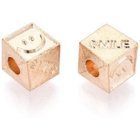 Perles en alliage, cube avec visage souriant, sans cadmium ni plomb