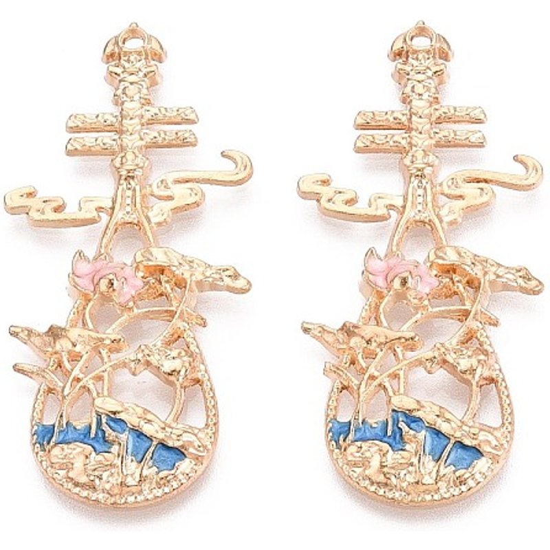 Pendentif Pipa en alliage et émail, or clair, sans cadmium ni plomb — Breloques et pendentifs
