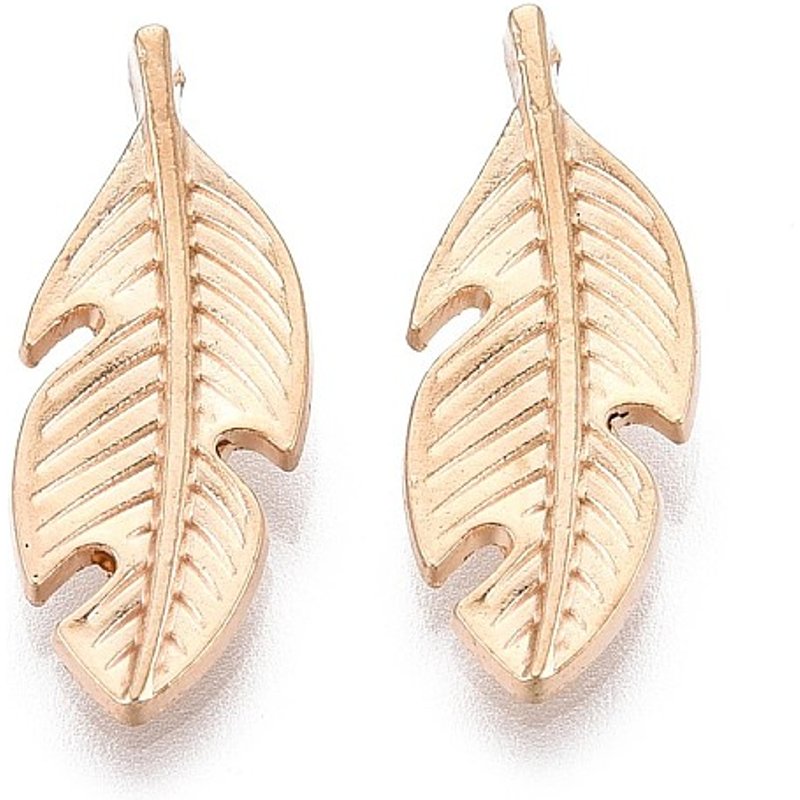 Pendentif en alliage, feuille, sans cadmium, sans plomb, or clair — Breloques et pendentifs