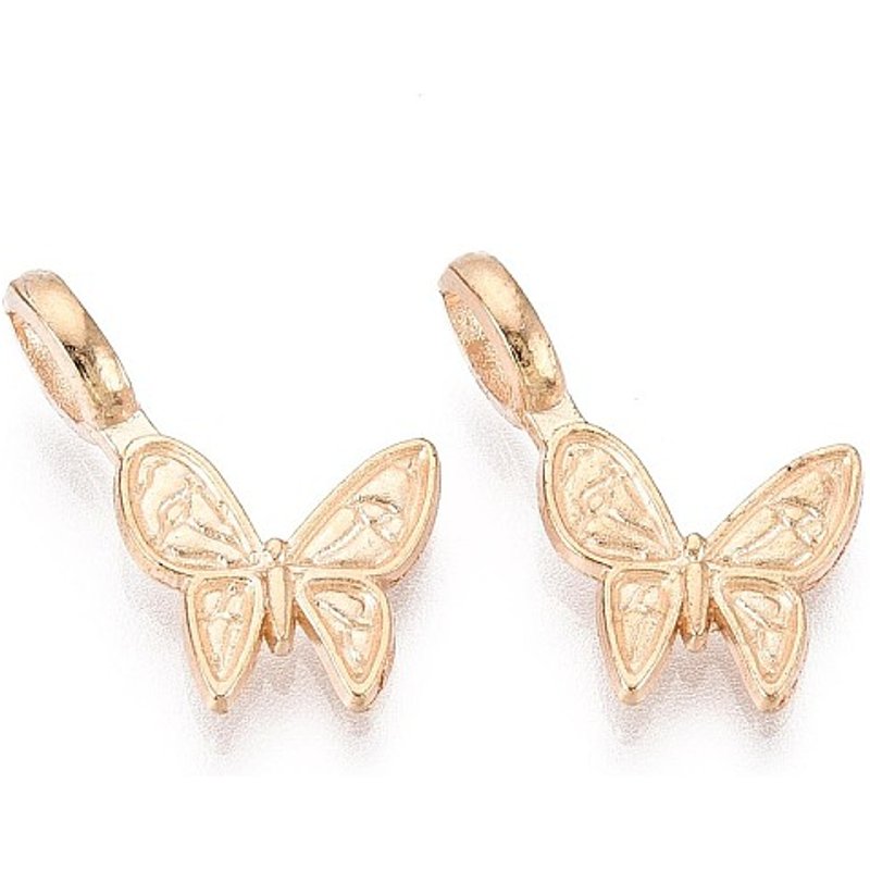 Pendentif en alliage Papillon, Or clair, 19x11x5mm — Breloques et pendentifs