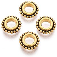 Perles en alliage de style tibétain, fleurs, doré antique, 8.5x2.5mm