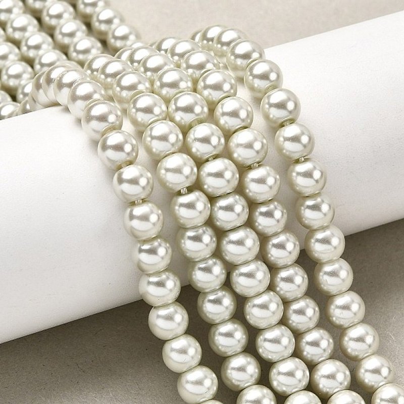 Fils de perles en verre teintées écologiques, Grade A, citron chiffon — Perles à bijoux