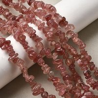 Brins de Perles en Quartz Fraise Naturel, Chip, 5-8mm, 30.71''-31.89