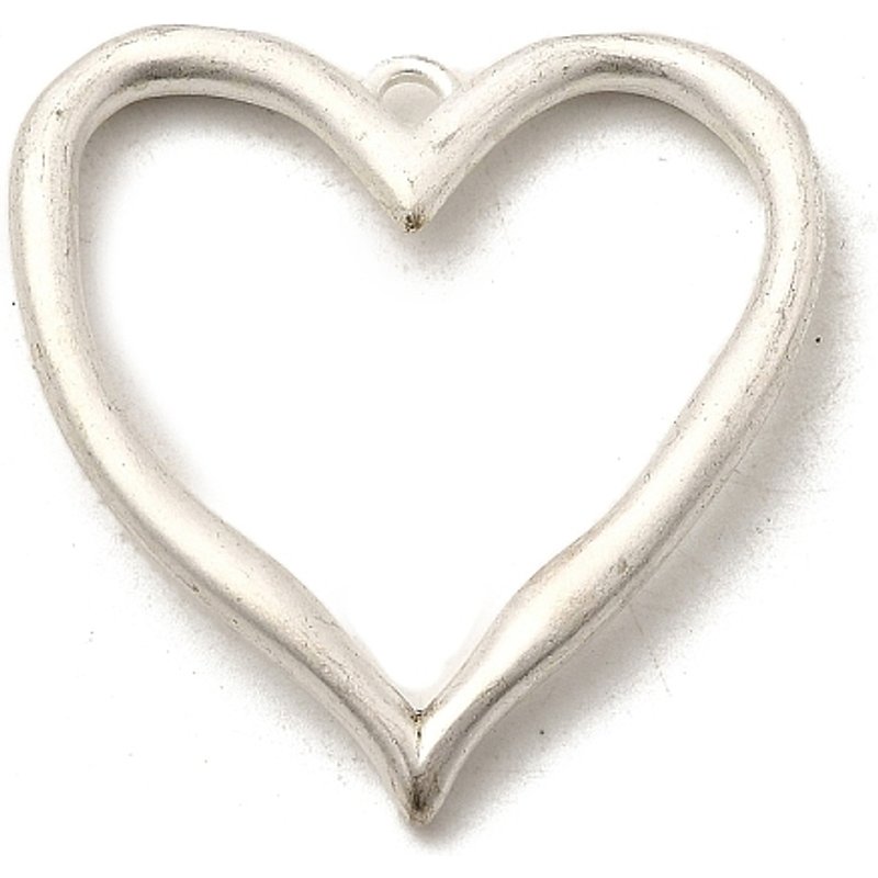 Pendentifs en laiton Matte Rack Plating, Charms en forme de cœur, Argent — Breloques et pendentifs