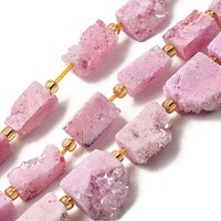 Brins de perles en agate druzy naturelle électroplaquée, rose perle — Perles à bijoux